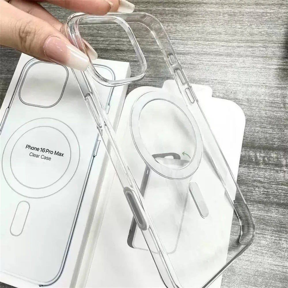 Original Case With box for iPhone 16 15 14 Pro Max 7 8 14 Plus 13 12 Mini 11 X XR XS Magsafe Wireless Charging Clear Cover