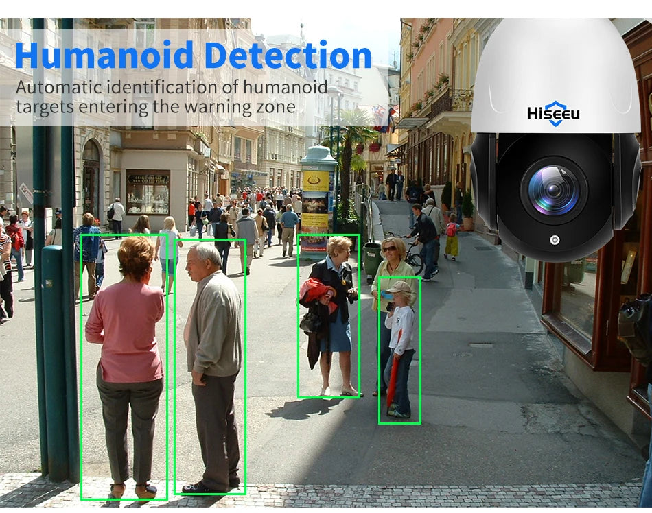 Hiseeu 8MP PTZ POE Camera 30X Optical Zoom Outdoor 2-Way Audio Color Night Vision Street Surveillance IP Camera IP66 Waterproof
