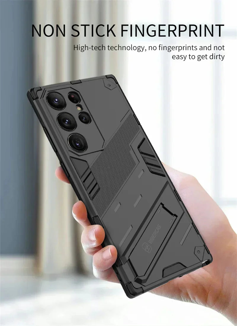 Armor Shockproof Phone Case For Samsung Galaxy S26 S25 S24 S23 S22 Ultra Plus Edge S26 Pro With Holder Lens Protect Cover