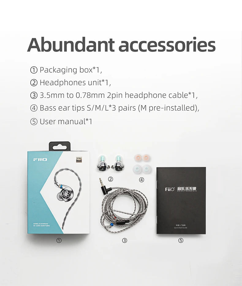 FiiO FD11 Earphones High performance Dynamic Driver IEMs Earbuds with 0.78mm Detachable Cable