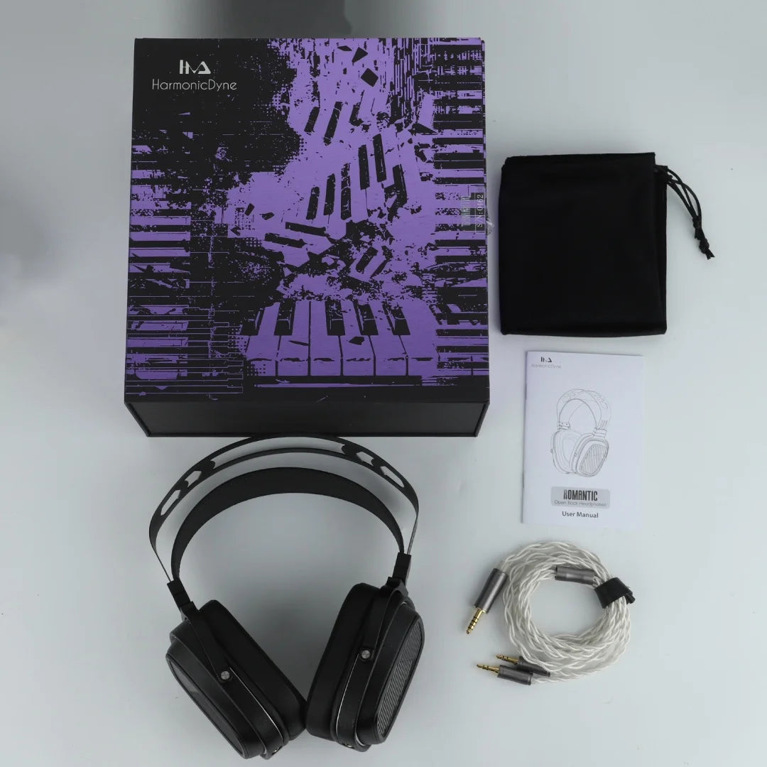 HarmonicDyne Romantic Open-Back Over-ear Headphones 60mm Bamboo Fiber Driver & Open-Back Earcup Design