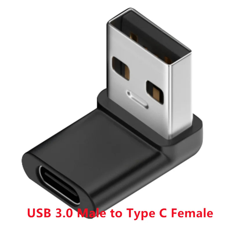 90 Degree Right Up Down Angled Micro USB Male to Type C Female Extension Adapter for Laptop PC Chargers Converter