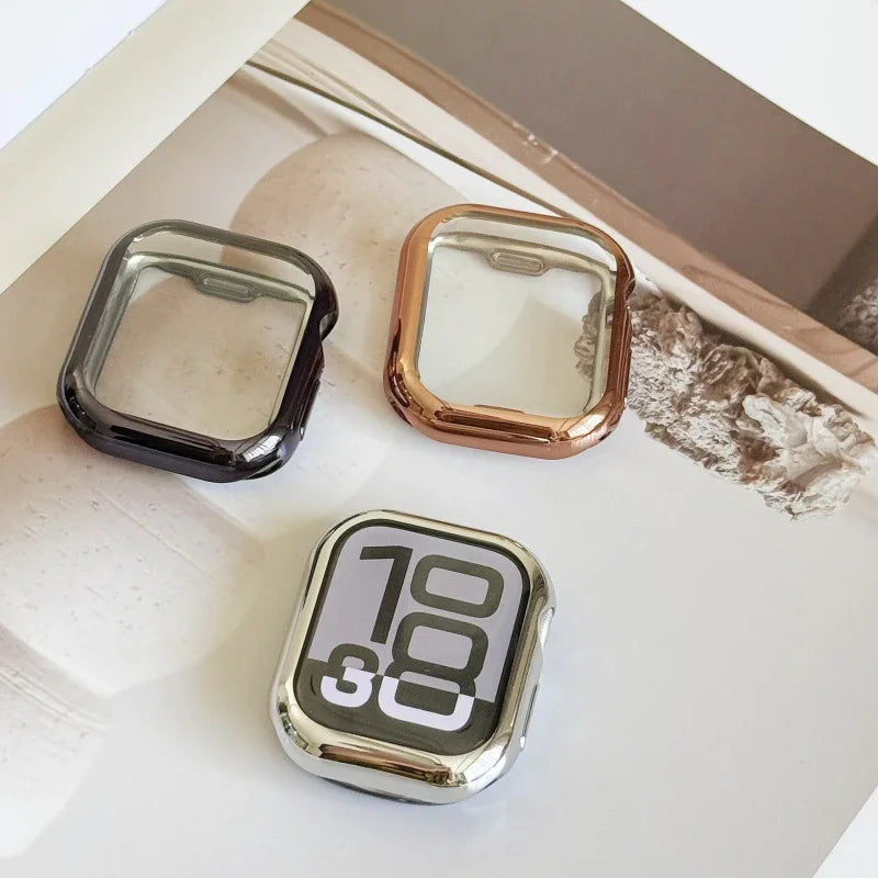 Screen Protector for Apple Watch 41mm 44mm 40mm 45mm 46mm 42mm TPU Full Cover bumper Case iWatch Series 12 11 10 9 8 7 SE 6 5