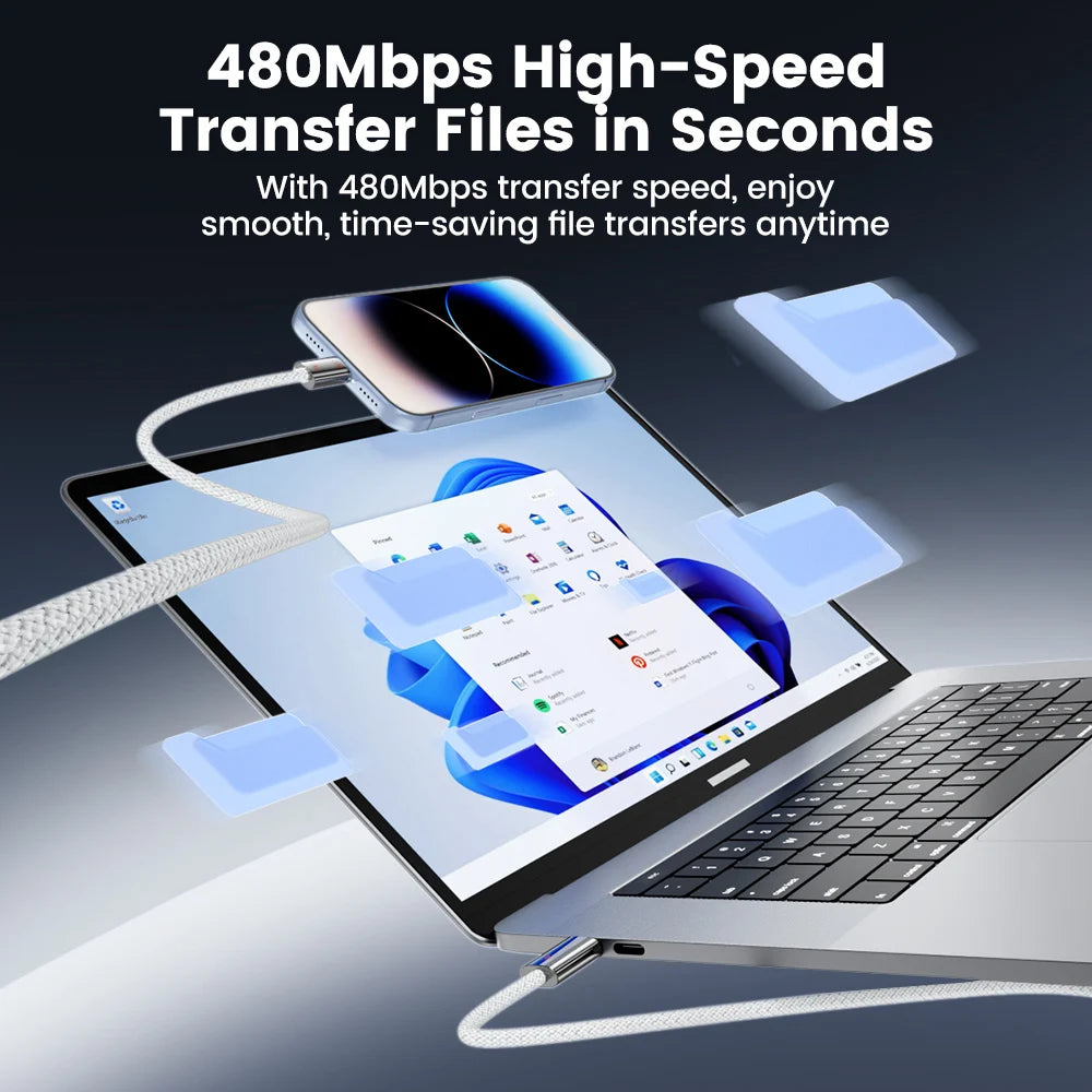 Toocki 27W USB C to Lightning Fast Charging Cable for iPhone 14 13 12 Pro Max Xs 2.4A USB A to iP Zinc Alloy Data Cable for iPad