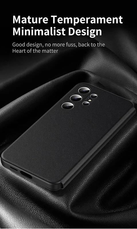 Premium Leather S-view LED Dispaly Window Leather Case For Samsung S26 Ultra S25 Edge S24 S23 S22 FE Plus A57/37 Card-slot Cover