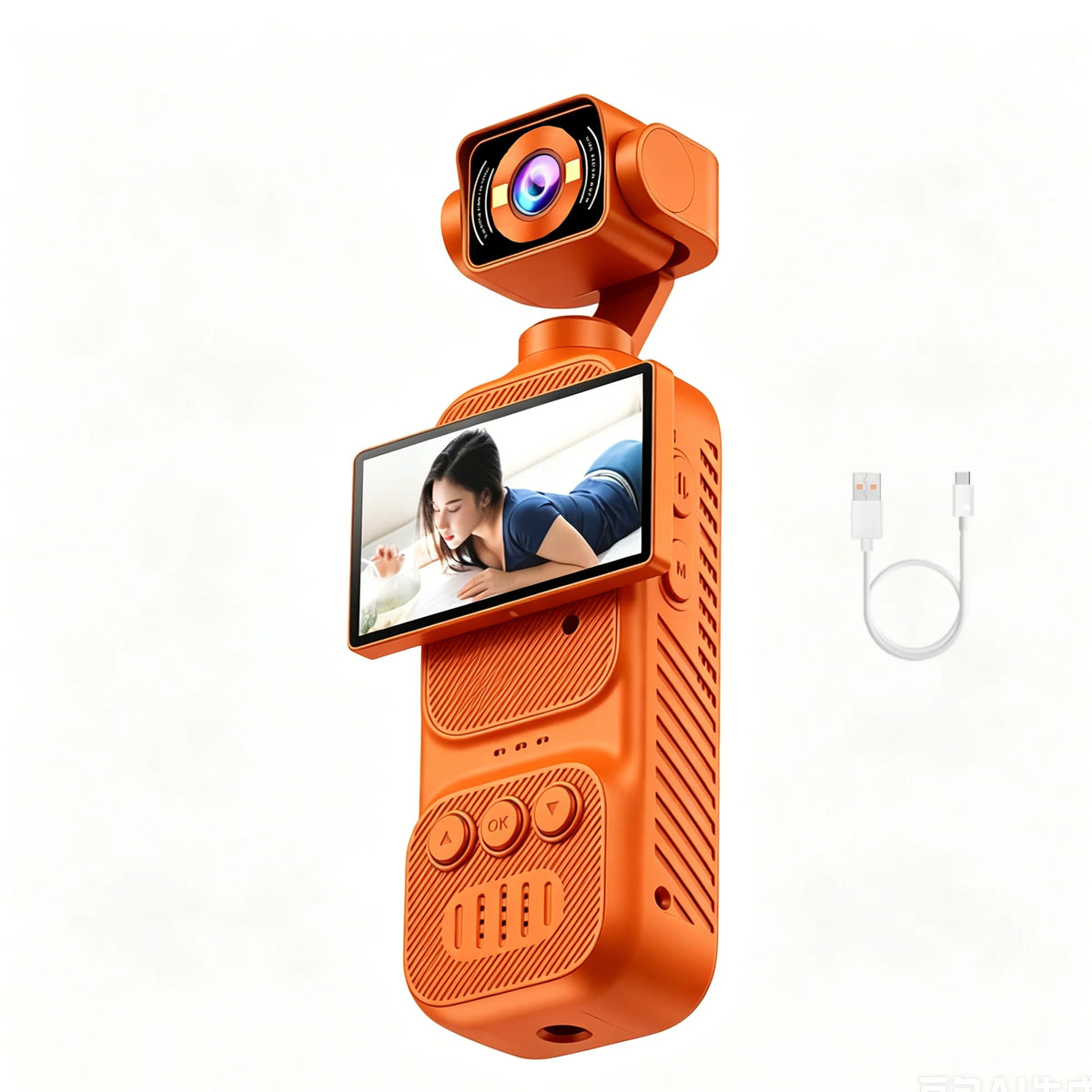 2K Handheld Gimbal Stabilizer for Pocket Action Cameras, USB-C Fast Charging, Portable Smooth Stabilized Footage