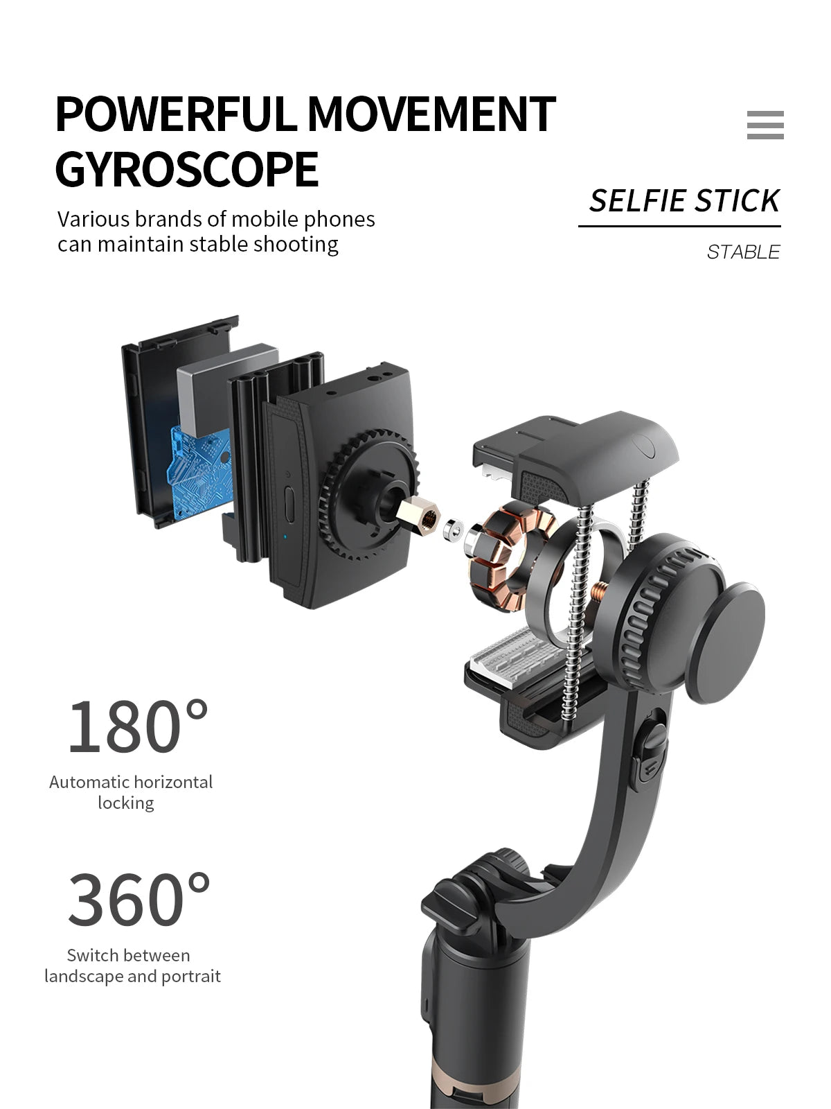 COOL DIER 2026 NEW Phone Gimbal Stabilizer Wireless Bluetooth Selfie Stick Tripod Stabilizer Holder Bracket for Smartphone Live