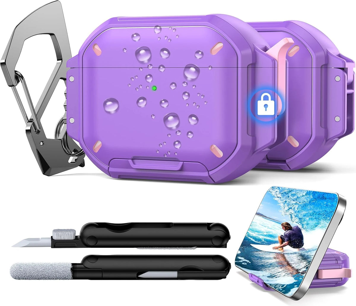 2026 for AirPod 5 Waterproof Case with Lock Sturdy Rugged Case Shockproof Headphone Case for AirPods Pro 3/4/5 Earbuds Cases
