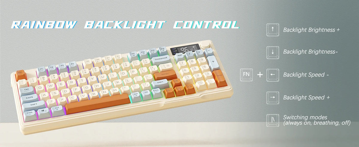 ZIYOU LANG M96 Wireless Gaming Keyboard with Display Screen & Knob, Bluetooth/2.4GHz Quiet Membrane Keyboard, 3000mAh Rechargeable