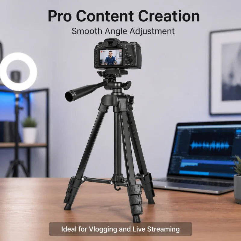 Camera Tripod Aluminum Professional Tripod Stand with Phone Mount Carry Bag for Camera Phone Photography