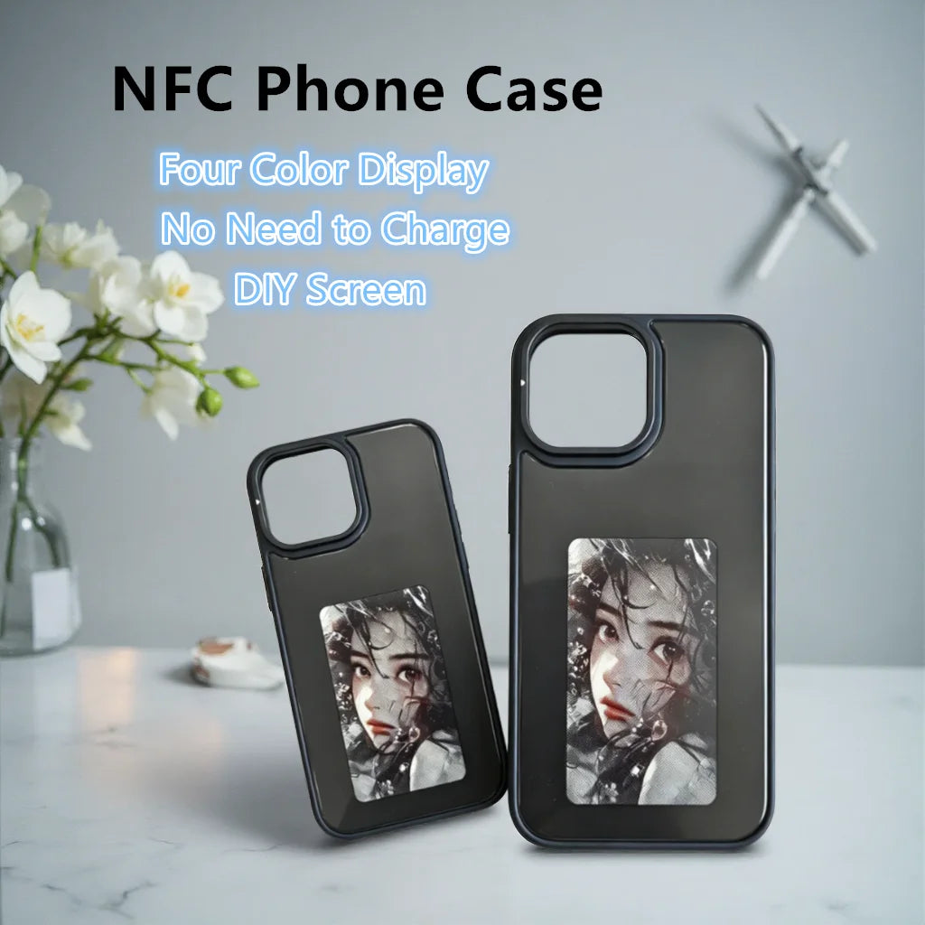 NFC Smart Phone Case DIY Screen 4 Colors Display for Apple Phone Iphone 15/14/13 Pro Max 3.7 Inch Wireless Image Transmission