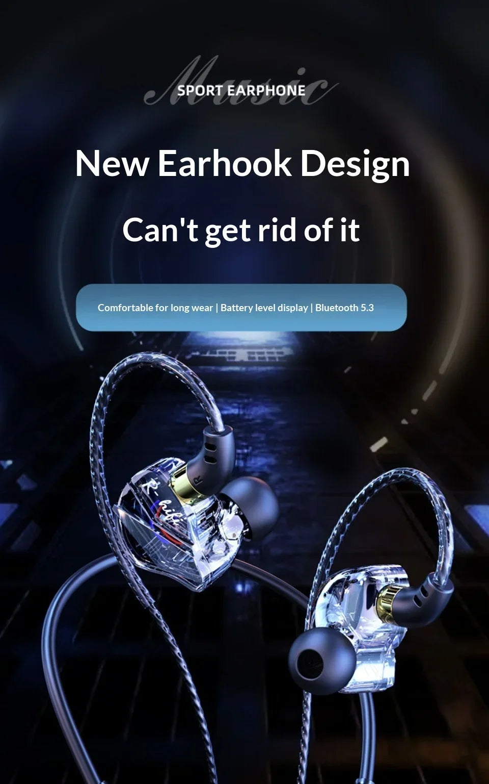 In-Ear Comfortable Wear Earphone Neck-hung Wireless Bluetooth Headphone Ultra-Long Battery Life Noise Cancellation Earbuds