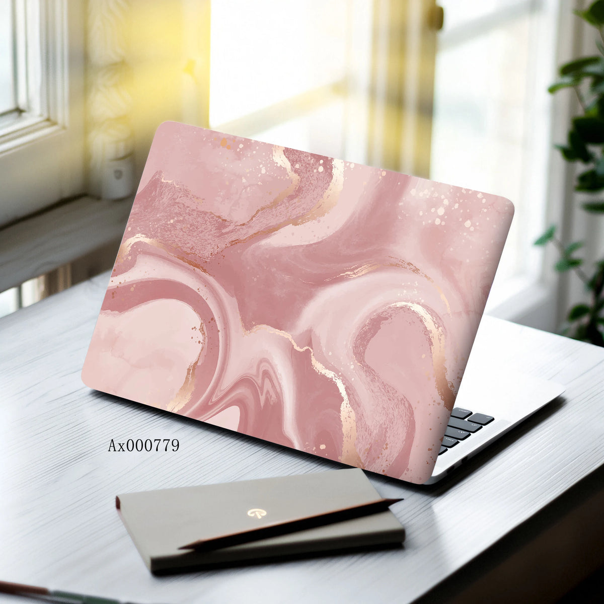 2pcs Luxury Rose Gold Marble Laptop Sticker Self-Adhesive Anti-Scratch Skin MacBook Notebook PC Keyboard Waterproof Skin Decor