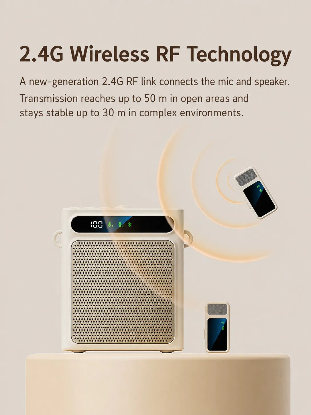 Portable Voice Amplifier for Teachers, Wireless Dual Clip Mic Bluetooth Speaker 2500mAh for Classroom Meetings Tours