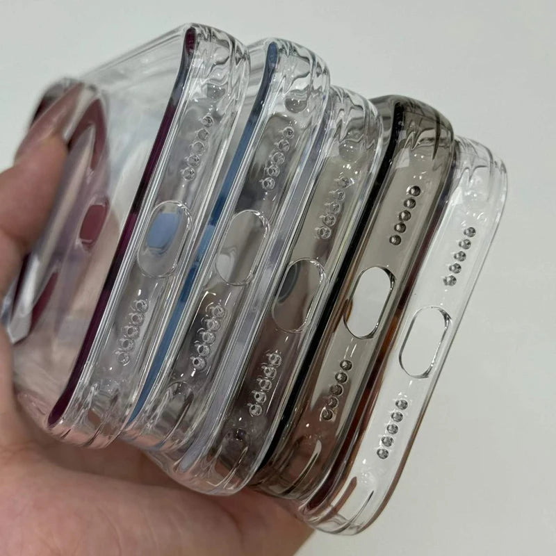 Transparent Wireless Charging for Magsafe Case for iPhone 18Pro 17 16 17Pro Max Alloy Lens Clear Shockproof Hard Armor Cover