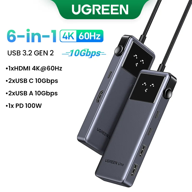 UGREEN Uno 7-in-1 USB HUB Type-C to 4K60Hz HDMI USB3.0 5Gbps RJ45 1000Mbps for MacBook Laptop Accessories Docking Station