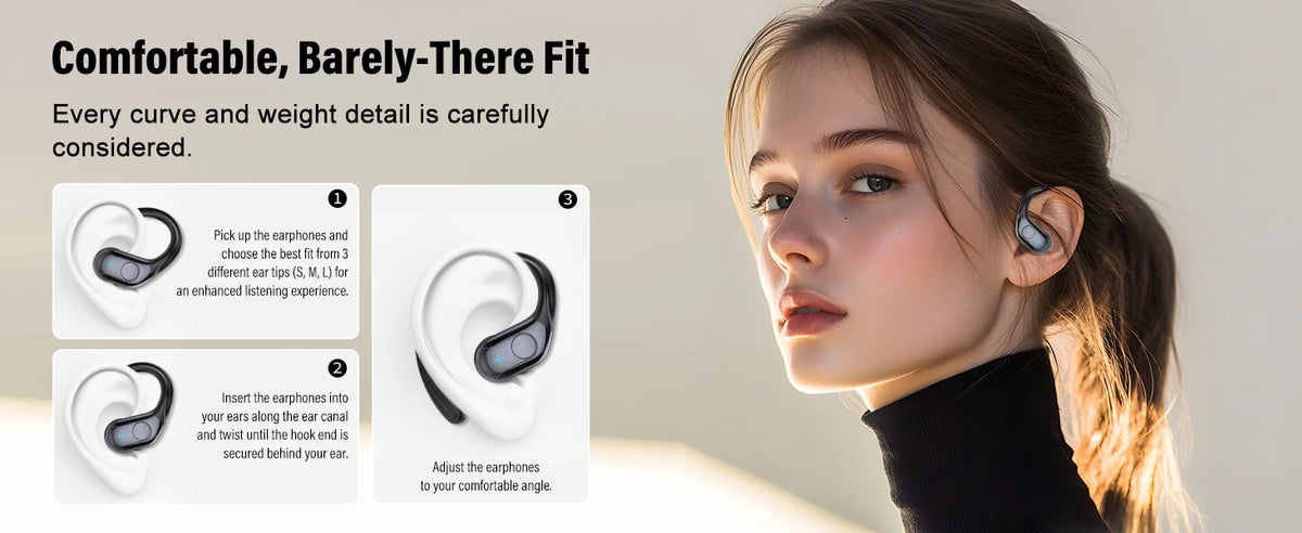 Wireless Bluetooth 5.4 Earbuds High Quality Sound and Noise Reduction Mic, 75H Playtime, Power Display, IPX7 Waterproof Earphone