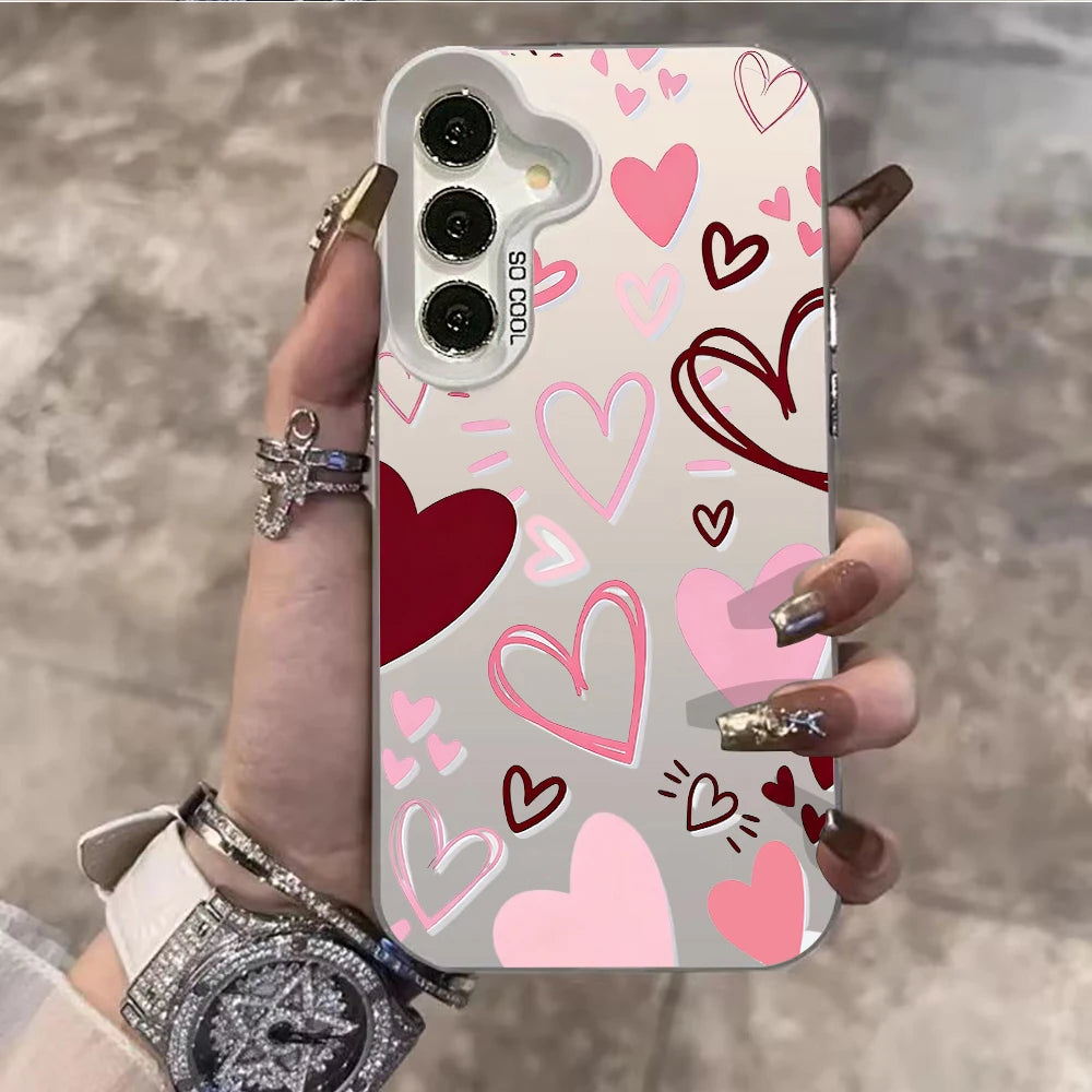 Modern Romance Hearts Phone Case For Samsung Galaxy S26 S25 S24 S23 S22 Ultra Plus A56 A55 A54 A53 A36 A35 IMD Shockproof Cover