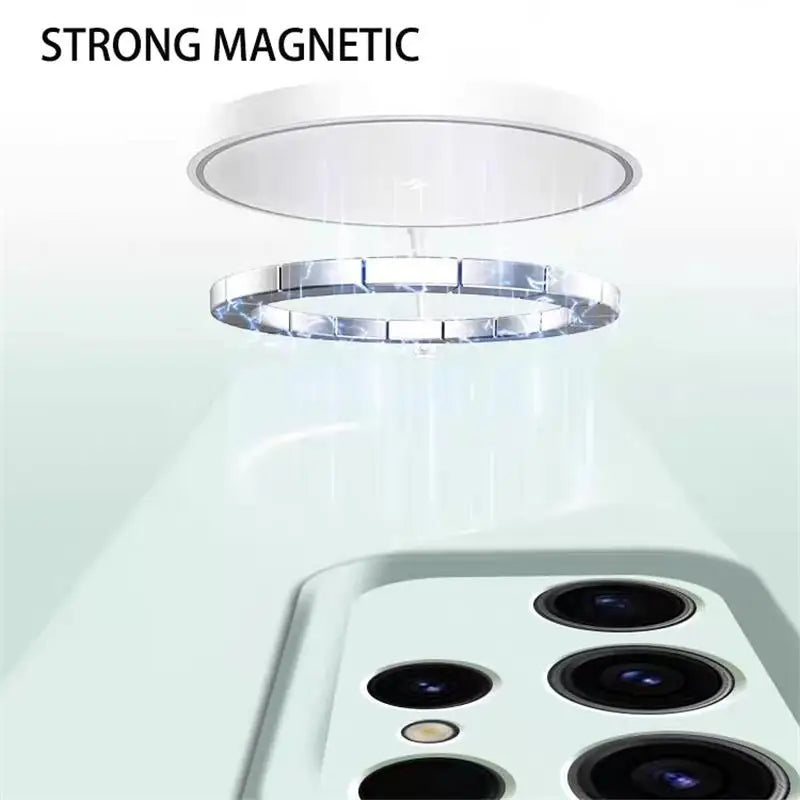 Solid Color For Magsafe Magnetic Wireless Charging Soft Silicone Phone Case For Samsung Galaxy S26 S25 Ultra S23 S24 S22 Cover