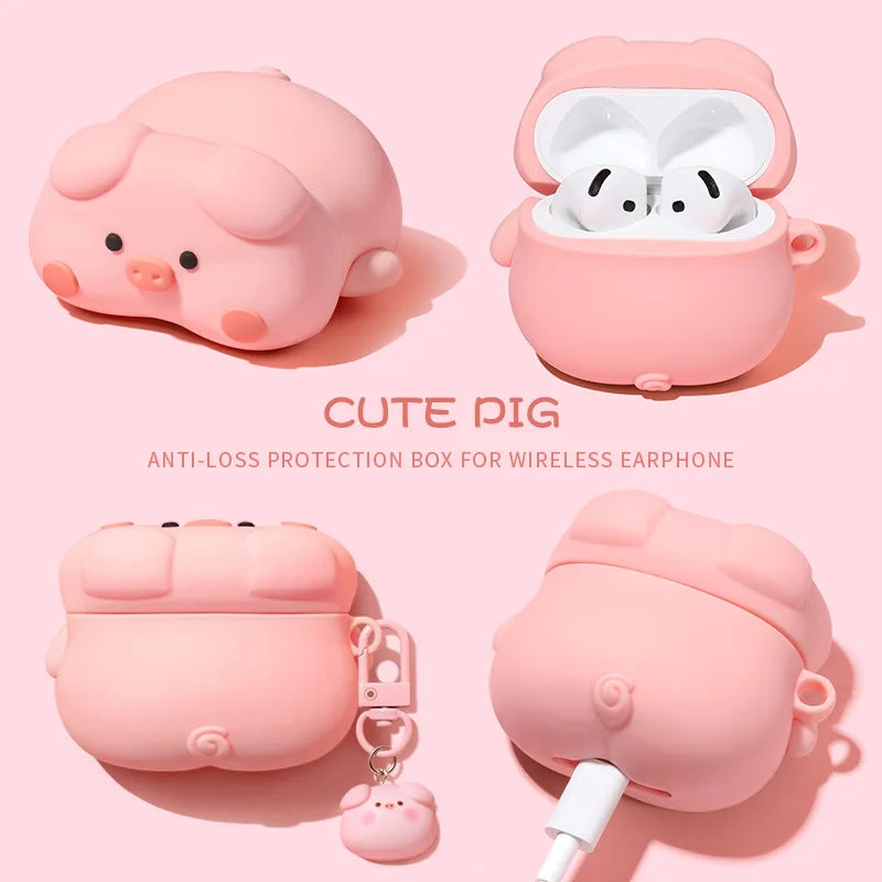 2025 Cute Kawaii 3D Pig Cover For AirPods 4 Case Cartoon Cute Earphone Case For AirPods Pro 2 3 Charging Cover Piggy Soft Case