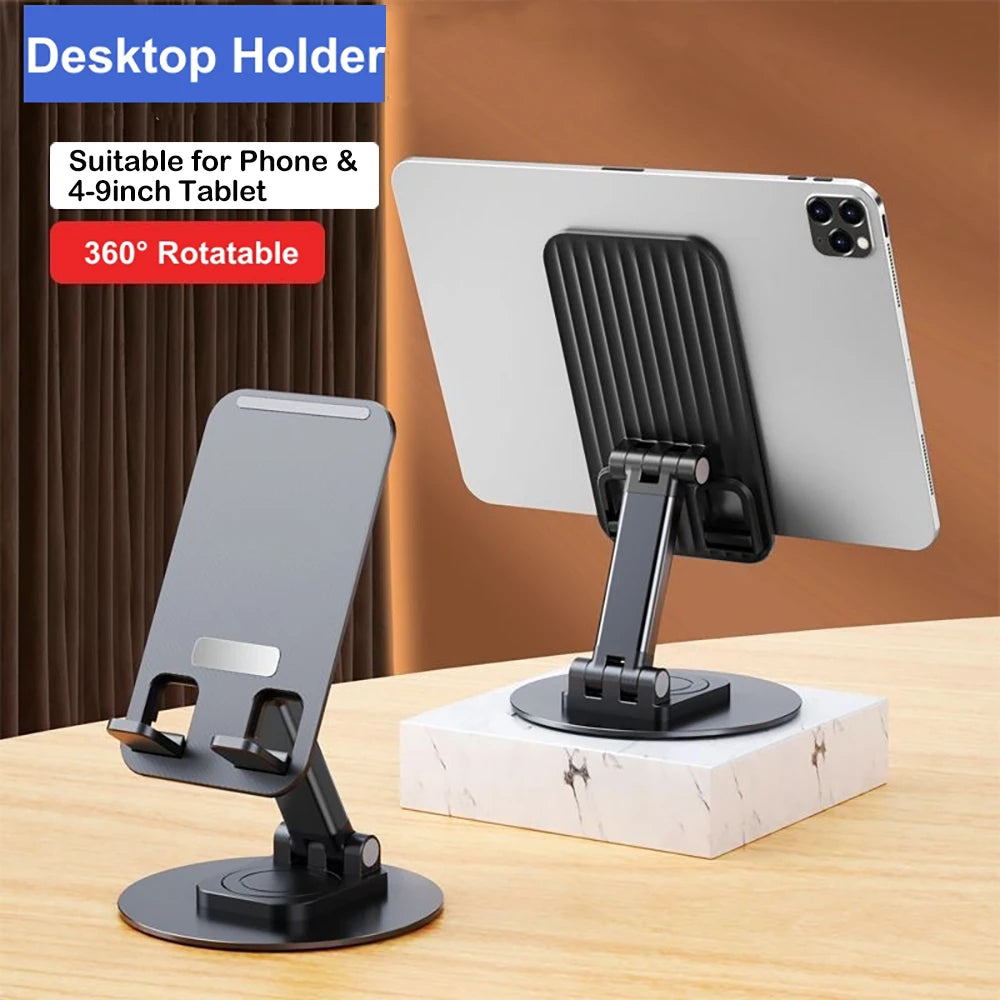 360 ° Rotating Multi-Angle Non-Slip Metal Base Foldable Universal Phone Stand for Desk Holder for iPhone 13/14/15 Pro Xiaomi S