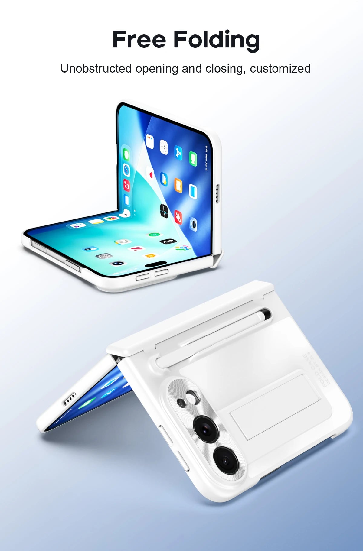 Suitable for iPhone Duo Folding Case Tempered Film Stylus Hinge Stand Protects Back Cover-Phone Case Funda