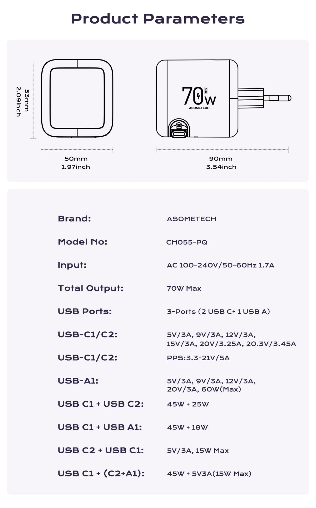 70W GaN Fast Charger with Type-C Retractable Cable 3 IN 1 PD3.0 QC4.0 PPS Fast Charging for IPhone 16 15 14 Xiaomi Tablet Laptop