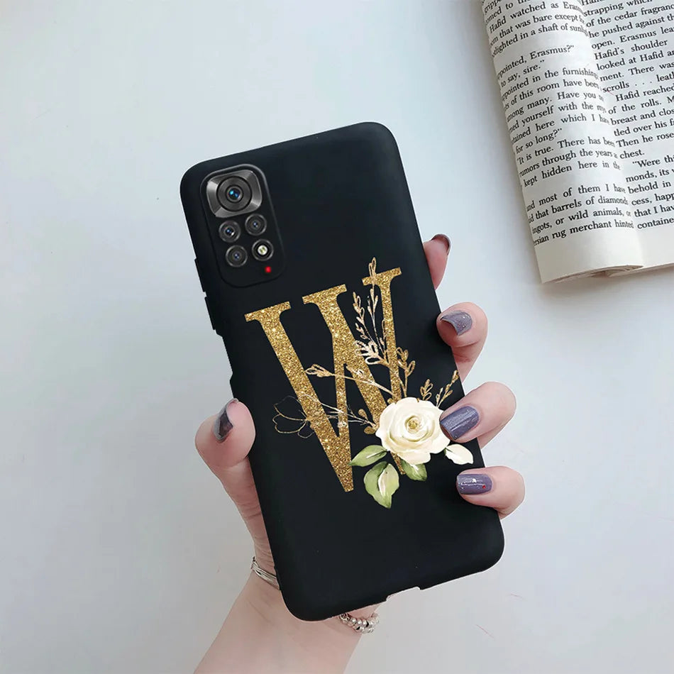 For Xiaomi Redmi Note 11 Pro Case Luxury Custom Name Letter Alphabet Phone Case For Xiaomi Redmi Note 11 11S Note11 Pro 5G Cover
