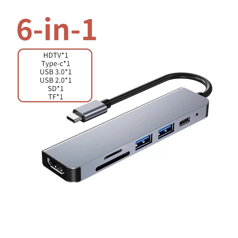 USB C Hub to 4K HDMI-Compatible USB 3.0 2.0 Type C PD Charging Dock for MacBook iPad Samsung S10 Dex TV Mouse Keyboard U Disk