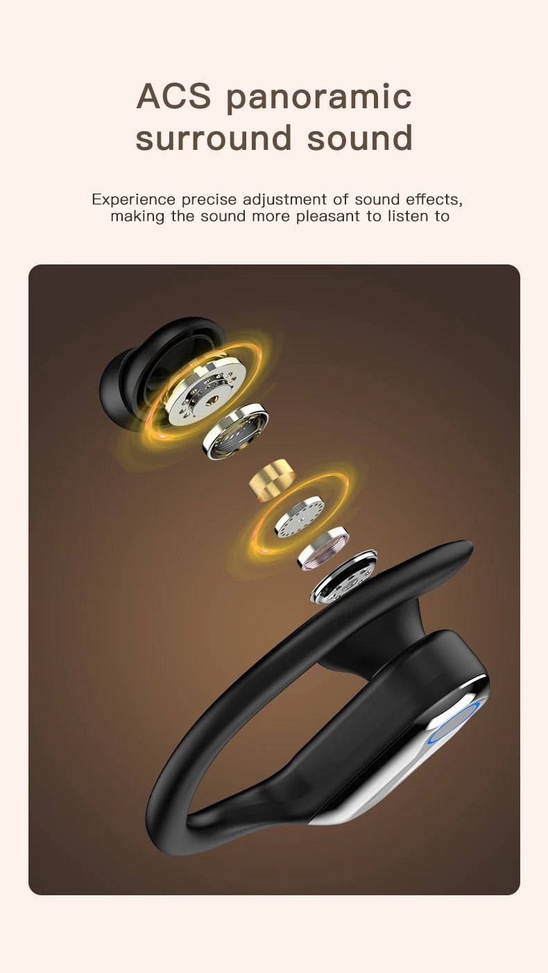 TWS Bluetooth Earphones With Microphones Sport Ear Hook LED Display Wireless Headphones HiFi Stereo Earbuds Waterproof Headsets