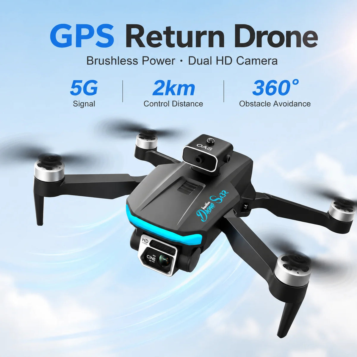 ZNLYRION S132 RC Drone Dual Camera Optical Flow Hover Foldable RC Quadcopter APP Path Flight Beginner Drone Toy