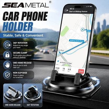 SEAMETAL Universal 360° Rotatable Car Phone Holder Anti-Slip Dashboard Phone Mount Non-Slip GPS Holder Stand for All Smartphones