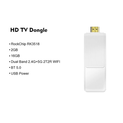 S13 Air Smart TV Stick Android 14 Rockchip RK3518, 2.4G&5G WiFi6 Dual Band, 2GB 16GB ROM 4K HDR Bluetooth Voice Remote Control