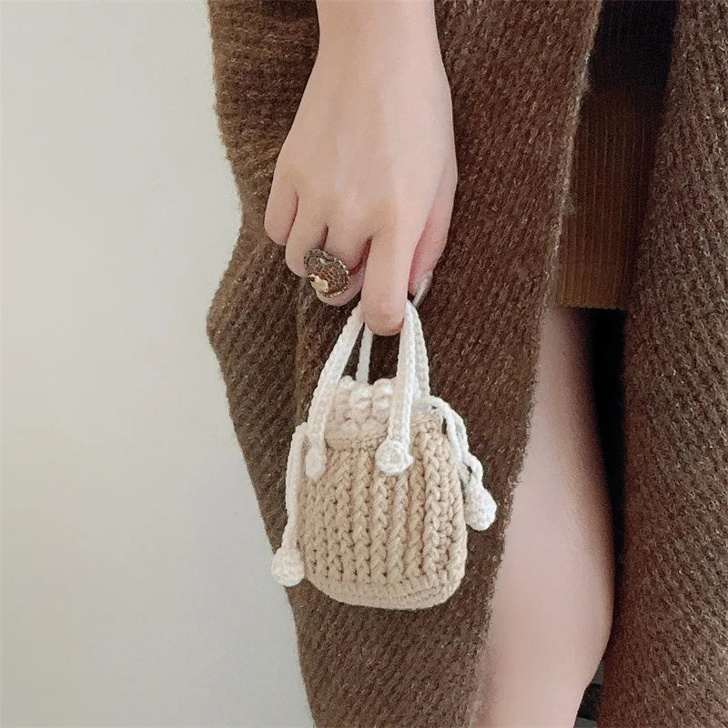Korean Cute Knitted Handbag Case For Apple Airpods 4 Pro 2 3 1 Cover Soft Cloth Headphone Charging Cases For Airpod Pro 2 3 Capa