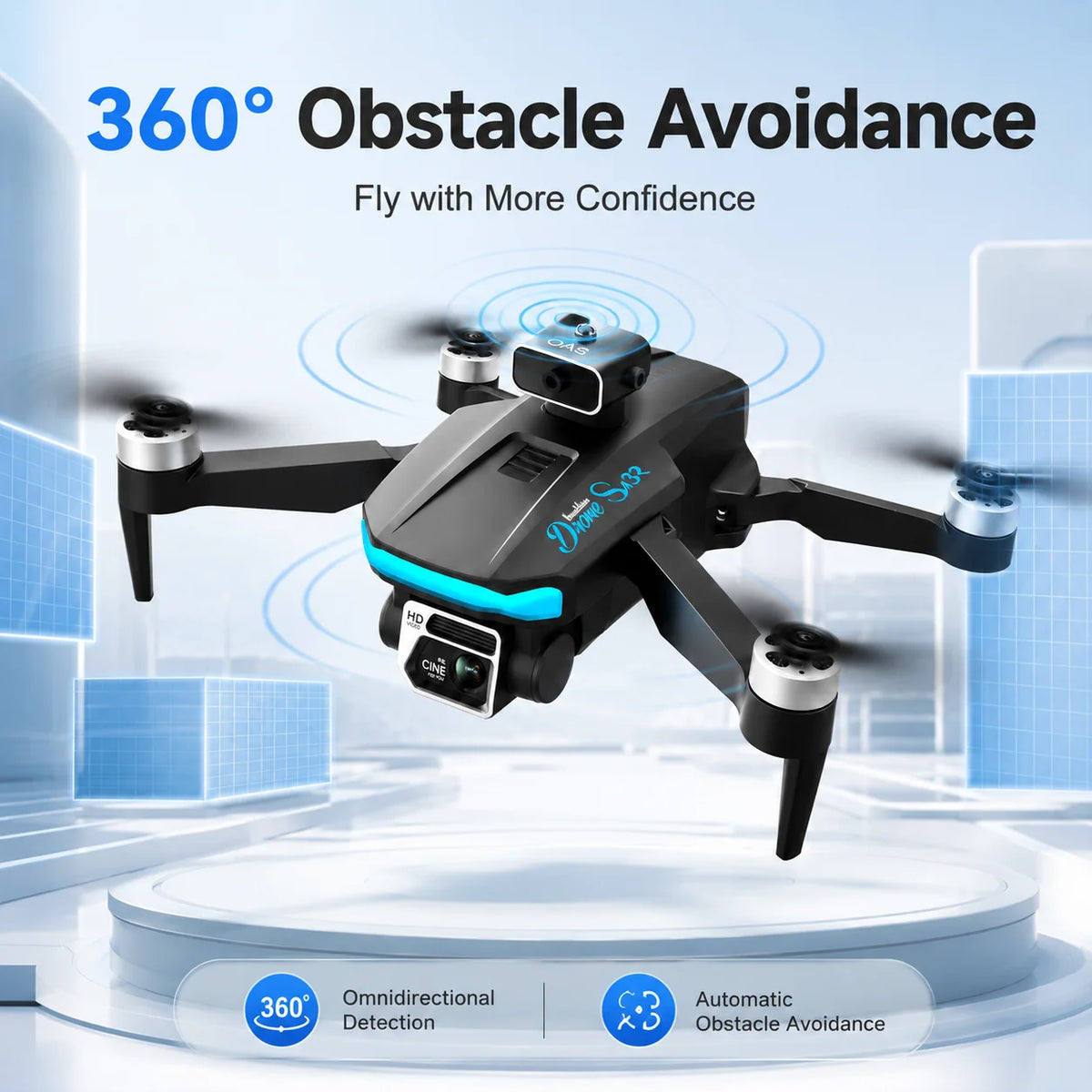 ZNLYRION S132 RC Drone Dual Camera Optical Flow Hover Foldable RC Quadcopter APP Path Flight Beginner Drone Toy