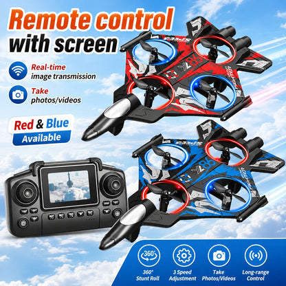 ZNLYRION Drone YL86 Fighter Shape With Screen Remote 480P Camera Fixed Height Hover Cool LED Light 360 Stunt Roll RC Quadcopter