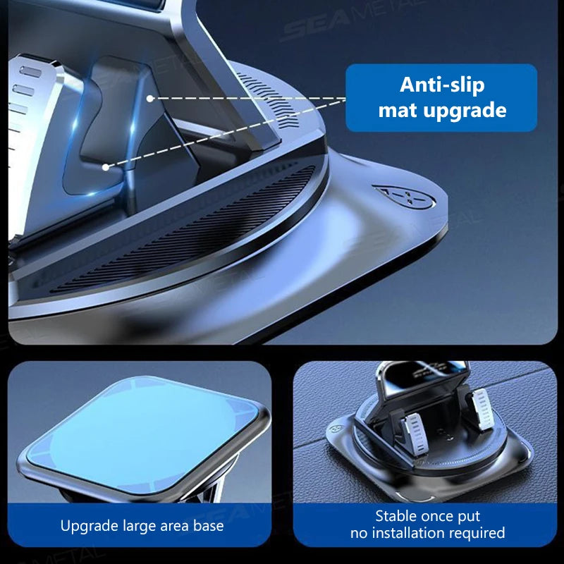 SEAMETAL Universal 360° Rotatable Car Phone Holder Anti-Slip Dashboard Phone Mount Non-Slip GPS Holder Stand for All Smartphones
