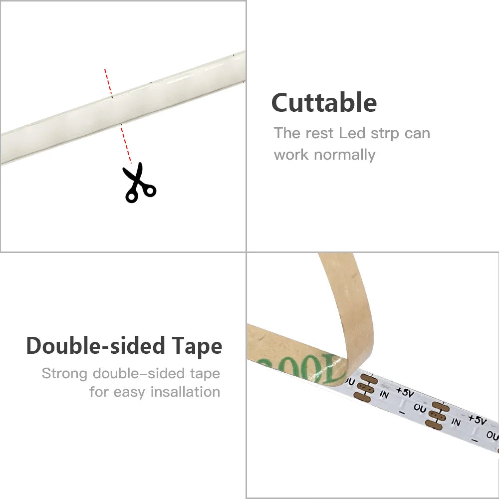 COB Smart LED Strip Light DC 5V 12V Individually Addressable 160LED Dream Colour 5mm RGB Pixel LED Tape Ribbon DIY Dimmable