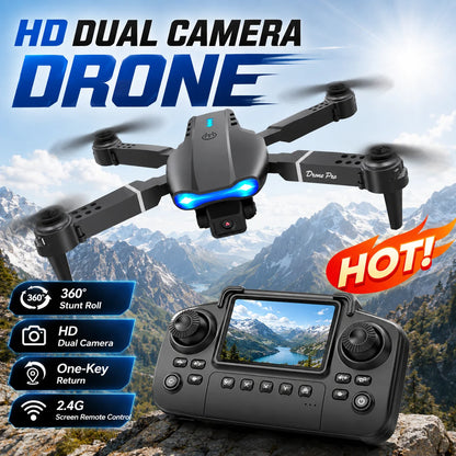 ZNLYRION 4K RC Drone with Screen Remote Control  Dual Camera Optical Flow Positioning Obstacle Avoidance Foldable FPV WIFI APP Control One Key Return 360° Flip Quadcopter Toy for Beginners