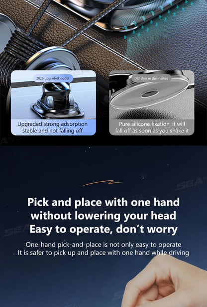 SEAMETAL Universal 360° Rotatable Car Phone Holder Anti-Slip Dashboard Phone Mount Non-Slip GPS Holder Stand for All Smartphones