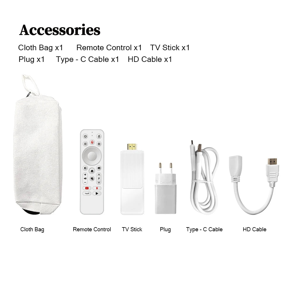 S13 Air Smart TV Stick Android 14 Rockchip RK3518, 2.4G&5G WiFi6 Dual Band, 2GB 16GB ROM 4K HDR Bluetooth Voice Remote Control