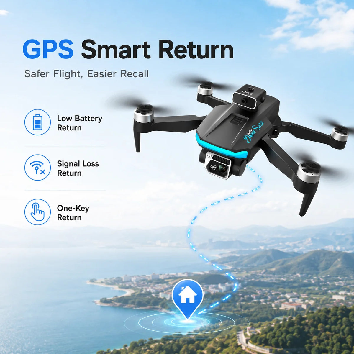ZNLYRION S132 RC Drone Dual Camera Optical Flow Hover Foldable RC Quadcopter APP Path Flight Beginner Drone Toy