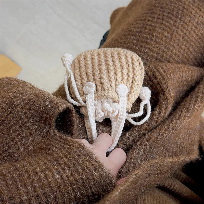 Korean Cute Knitted Handbag Case For Apple Airpods 4 Pro 2 3 1 Cover Soft Cloth Headphone Charging Cases For Airpod Pro 2 3 Capa