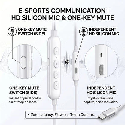 Gaming & Music HIFI Headphones for Samsung iPhone USB C Earphones Wired Type C Earbuds with One-key MIC Mute Volume Control