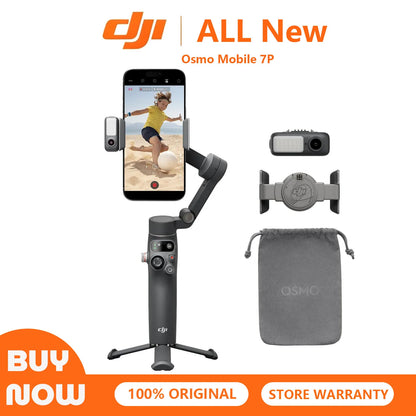 DJI Osmo Mobile 7P Gimbal Stabilizer 3-Axis Phone Gimbal with Built-in Extension Rod And Tripod Native Tracking Lighting Quick Launch One-Tap Edit 10hrs Use Phone Charging