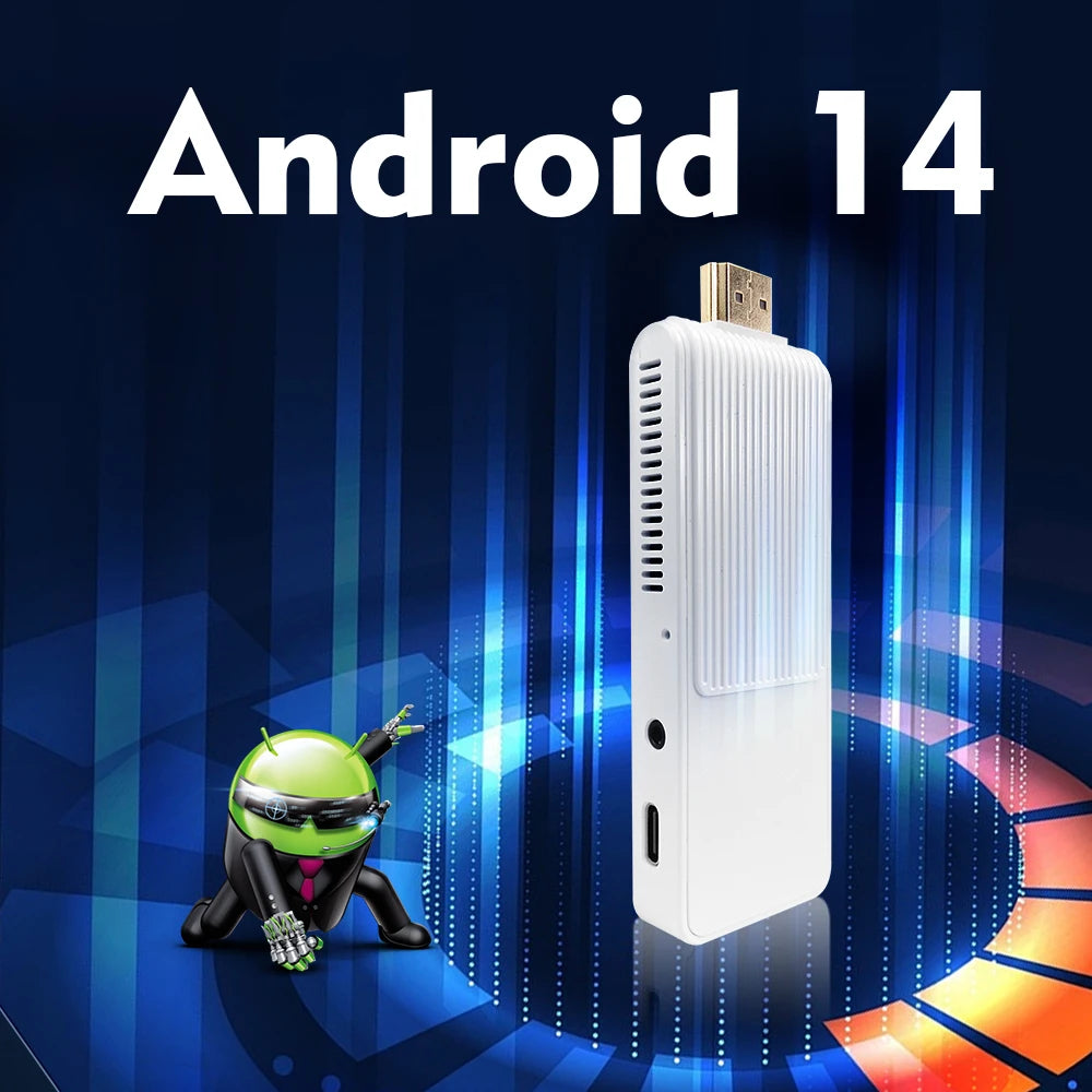 S13 Air Smart TV Stick Android 14 Rockchip RK3518, 2.4G&5G WiFi6 Dual Band, 2GB 16GB ROM 4K HDR Bluetooth Voice Remote Control