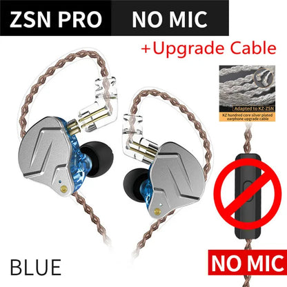 KZ ZSN PRO 1BA+1DD Hybrid technology HIFI Metal In Ear Earphones Bass Earbud Sport Noise Cancelling Headset ZST X AS10 ZS10 ST1