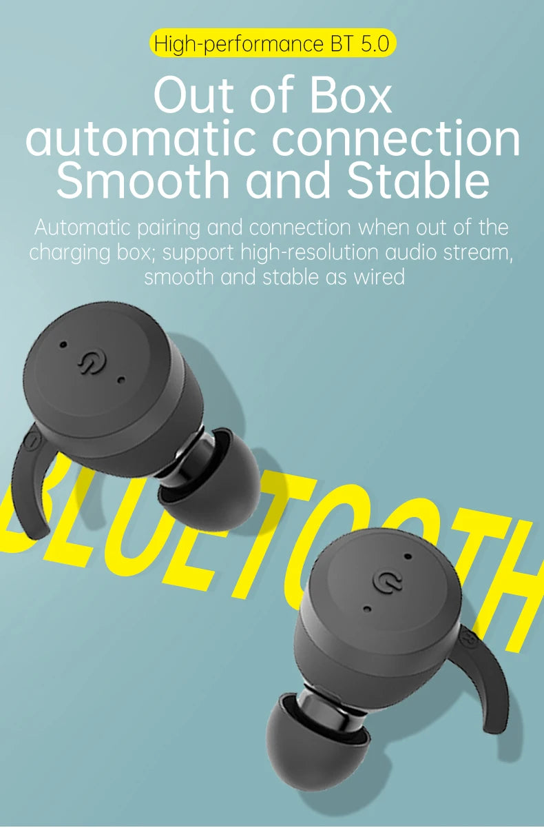 Bluetooth Wireless Headphones with Mic Sports Waterproof TWS Bluetooth Earphones Key Control Wireless Headsets Earbuds Phone