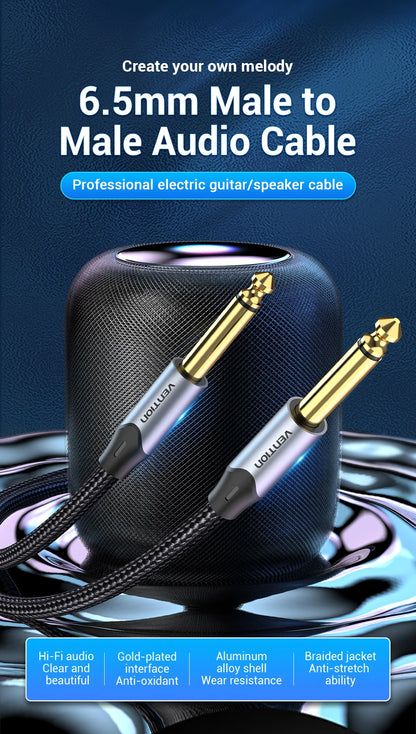 Vention Aux Guitar Cable 6.5 Jack 6.5mm to 6.5mm Audio Cable 6.35mm Aux Cable for Stereo Guitar Mixer Amplifier Speaker cablenew