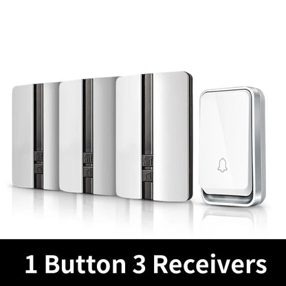 Wireless Doorbell Self-Powered No Battery Waterproof IP44 Wide Voltage 110-240V Global Plugs Long Range Remote Control CE